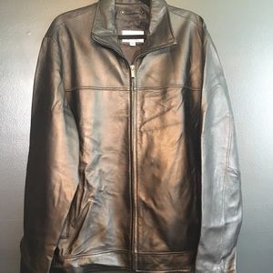 Black real leather coat